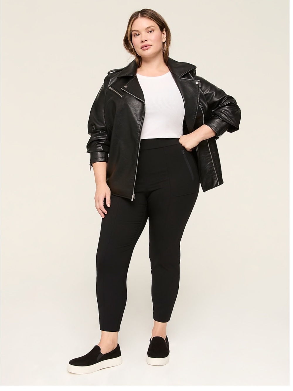 Lane Bryant Black ON THE GO Ankle Skinny Pants